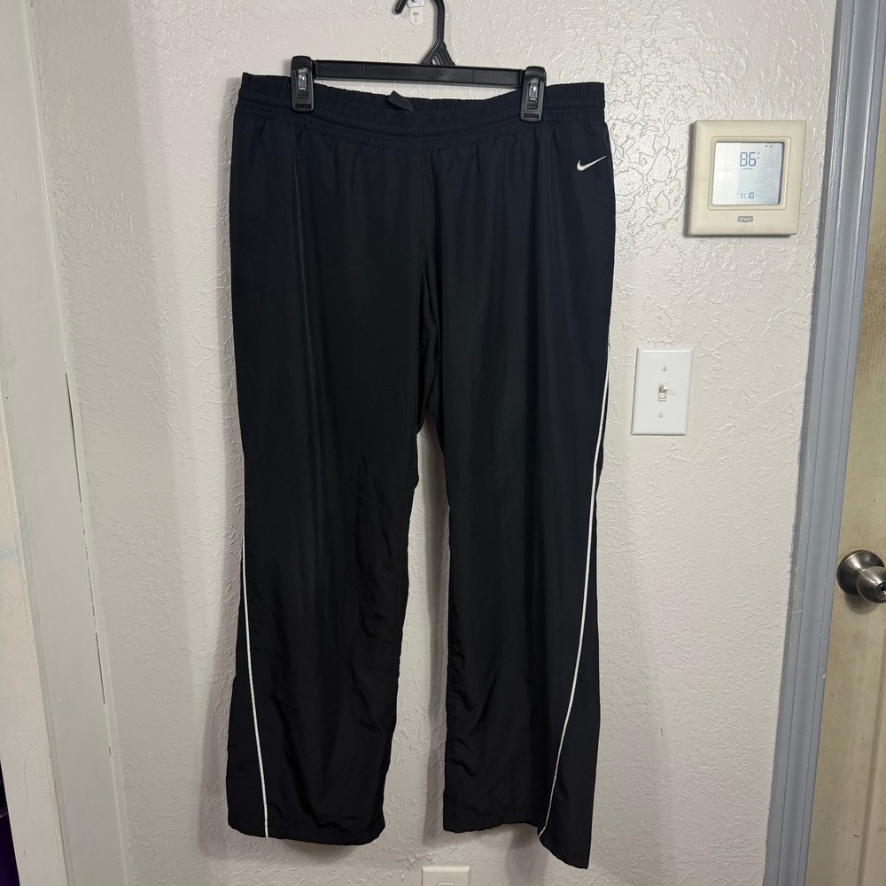 Nike Athletic Dept Mens Black Windbreaker Track Pants White Stripe Large